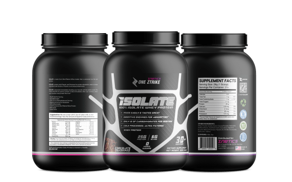 Znetics One Ztrike Isolate Whey Protein Mockup 01 Chocolate Group