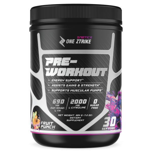 Znetics one ztrike Preworkout Fruit punch Mockup front